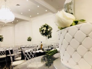 Manor on High event space with tables set for guests