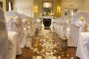 Wedding ceremony setup at Manor on High