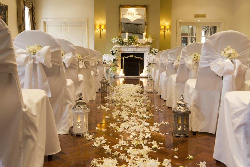 Wedding ceremony setup at Manor on High